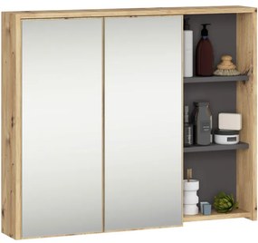 Kúpeľňová zostava VAMI s otvormi na umývadlo, dub artisan / grafitová / sivá