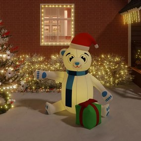 vidaXL Nafukovací vianočný medvedík s LED 180 cm