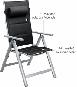Záhradná polohovateľná stolička / kreslá Altessa Premium 2 ks - strieborná