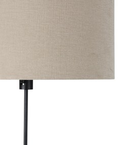 Stojaca lampa čierna nastaviteľná s tienidlom svetlohnedá 50 cm - Parte
