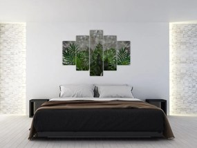 Obraz - Betónový múr s rastlinami (150x105 cm)