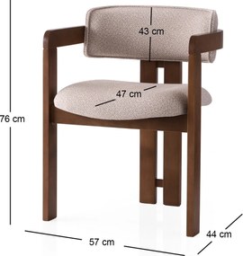 Čalouněná jídelní židle CO z masivu krémová/ořech