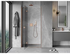 Mexen Mist-H, 1-krídlové sprchové dvere ľavé 70 cm, číre sklo, medený matný profil, 8A5-070-000-65-00-L