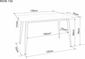 Jedálenský stôl Rion 130 cm keramika biely mramor/čierny