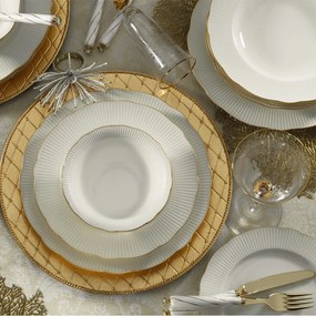 Porcelánová sada 24 ks talířů GoldieWhite bílá/zlatá