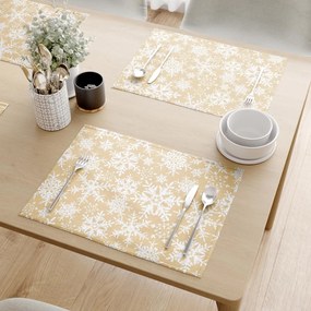 Goldea vianočné prestieranie na stôl 100% bavlna - snehové vločky na zlatom - sada 2ks 30 x 45 cm