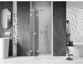 Mexen Lunar L, Otočné ľavé sprchové dvere 125 cm, 8mm číre sklo, biely profil, 834L-125-000-20-00-L