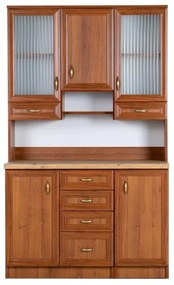 Kredenc Ramiak 120, orech ecco/akácia (sklo hranaté, u13 zlato, deska lancelot)