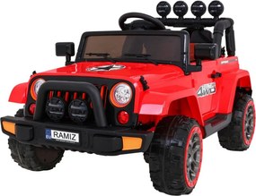 Ramiz Detské terénne auto Full Time 4WD červené na diaľkové ovládanie + pohon 4x4 + LED audio + úložný priestor