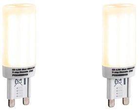 Sada 2ks stmievateľných LED žiaroviek G9 s 3-stupňovým stmievaním, opál, 4,5W, 500lm, 2700K