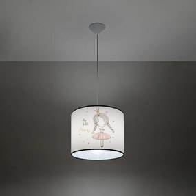 Detské závesné svietidlo Princess, 1x plastové tienidlo so vzorom, (fi 30cm)