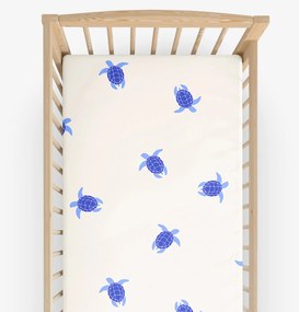 Goldea bavlnená napínacia plachta do detskej postieľky - morské korytnačky 60 x 120 cm