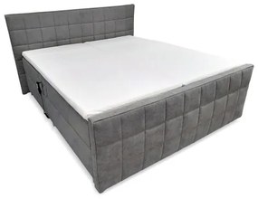 Elektrická polohovateľná čalúnená posteľ s matracmi a topperom HELEN 180x200 cm sivá