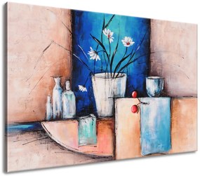 Gario Ručne maľovaný obraz Margarétky v kvetináči Rozmery: 120 x 80 cm