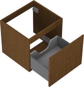 Mexen Rivel, kúpeľňová skrinka 50 cm, 1 zásuvka, drážkovaná, orech, 91A20-05047-1-BF86