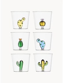 Súprava ručne vyrobených pohárov na vodu Desert Plants, 6 dielov
