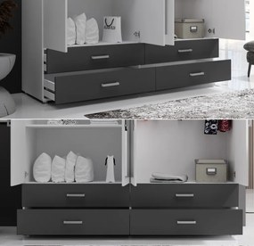 Šatníková skriňa Ivar, 180 cm, biela/grafit