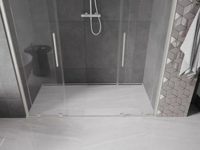 Mexen Velar Duo, posuvné sprchové dvere do otvoru 200 cm, 8mm číre sklo, brúsená oceľ, 871-200-000-02-97