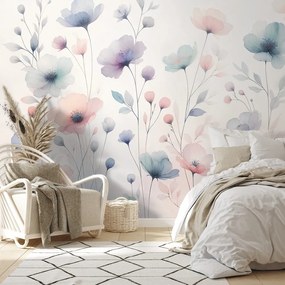Samolepiaca tapeta akvarelové pastelové kvety