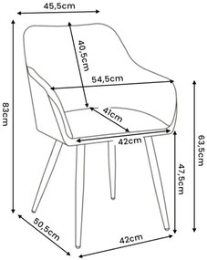 Sada dvoch jedálenských stoličiek ESTELLE zamatové, čierne / čierne nohy (2 ks)