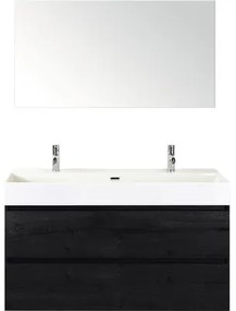 Kúpeľňový nábytkový set Sanox Maxx XL farba čela black oak ŠxVxH 121 x 170 x 45,5 cm s keramickým dvojitým umývadlom a zrkadlom