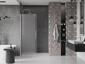 Mexen Velar, posuvné sprchové dvere do otvoru 130 cm, 8mm sklo námraza, brúsená oceľ, 871-130-000-31-97