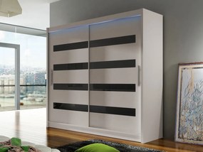 Skriňa London XI, Farby: kašmír /kašmír + čierny lacobel, Osvetlenie: bez osvetlenia