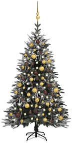 Umelý vianočný stromček s LED, sadou gúľ a snehom 150cm PVC+PE 3077832