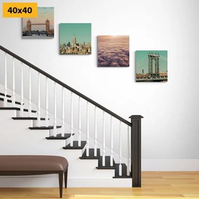 Set obrazov miest v jemných farbách - 4x 60x60