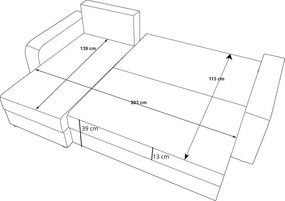 Rozkladacia obojstranná sedacia súprava do L VALERIO 238x140 cm, tmavosivá/svetlosivá + 2 vankúšiky ZDARMA