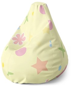 Sablio Sedací vak Pear Kvetiny na žltej - 70 x 95 x 15 cm