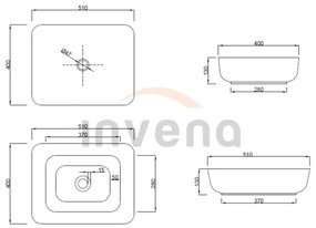 Invena Florina, keramické umývadlo 51x40x13 cm, imitácia kameňa, INV-CE-40-705-C