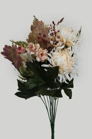 Krémová umelá kytica chryzantéma 58cm
