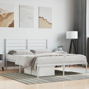 Kovový rám postele s čelom biely 160x200 cm 352371