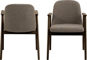 RODERIC Hnedá Taupe (látka Monza 40) / lakovaná dubová konštrukcia – dymový dub (odtieň orecha) – DREVENÁ STOLIČKA BOUCLÉ RETRO