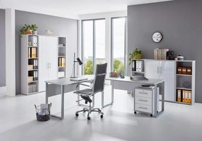 XXXLutz KANCELÁRIA, sivá, biela s vysokým leskom, MID.YOU - Kancelárske regály - 001067007305