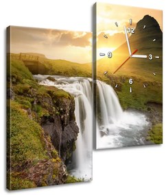 Gario Obraz s hodinami Islandská krajina - 2 dielny Veľkosť: 60 x 60 cm