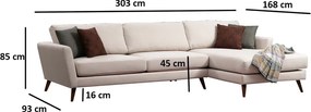 Rohová sedací souprava Mayorka 303 cm béžová pravá