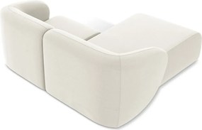 Béžová zamatová rohová pohovka (ľavý roh/s leňoškou) Lani – Makamii