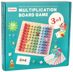 KIK Vzdelávacia drevená tabuľka násobenia - hra s farebnými krúžkami, pre deti 3+