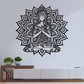SENTOP | Drevená mandala joga žena – moderný 3D obraz na stenu do obývačk | SENTOP HDF0511