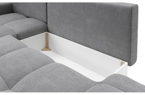 Rozkladacia rohová čalúnená sedacia súprava s úložným priestorom v tvare L ALMADA ľavá sivá