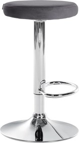 Barová stolička Ponte - zamat, chróm rám - Tmavo sivá