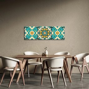 Obraz - Tyrkysový vzor (s hodinami) (90x30 cm)
