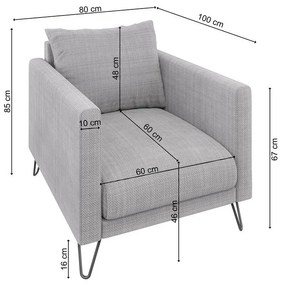 Svetlosivé ženilkové kreslo Freya – Ropez