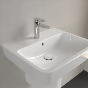 VILLEROY &amp; BOCH O.novo závesné umývadlo s otvorom, s prepadom, 550 x 460 mm, biela alpská, s povrchom CeramicPlus, 4A4155R1