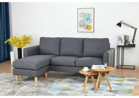 Škandi retro trojmiestna pohovka s mobilným taburetom