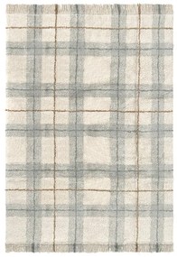 Krémový/šalviovozelený prateľný/ručne tkaný bavlnený koberec 140x190 cm Tartan Blue Sage – Lorena Canals