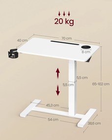 Výškovo nastaviteľný odkladací stolík Vasagle Elev 70 cm biely