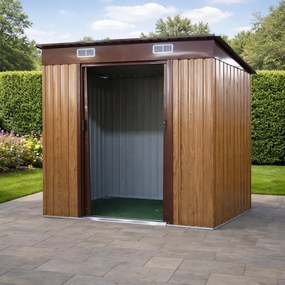 Záhradný domček BestBerg BBSH-407W / 2,8 m² / 130 × 213 × 191 cm / dekor dreva/hnedá